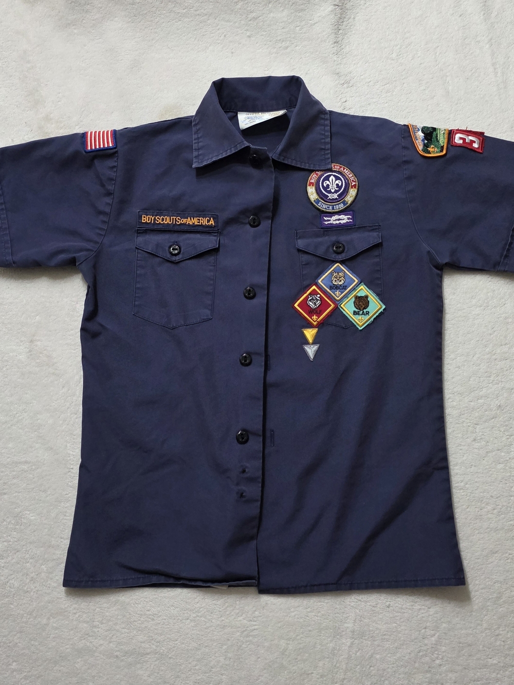 Boy Scouts of America Cub Scout Uniform Youth Shirt USA Blue Size Medium